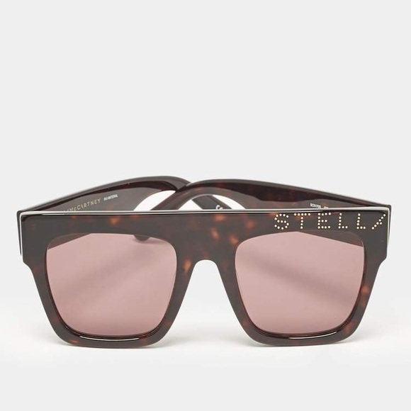 Stella McCartney Havana Square Sunglasses with Logo - Picture 5 of 9